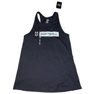Under Armour Womens 'Softball' Loose Fit Tank Top-Black/Gray-Size Small-NWT